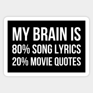 My Brain Is 80% Song Lyrics 20% Movie Quotes-Funny Saying Magnet